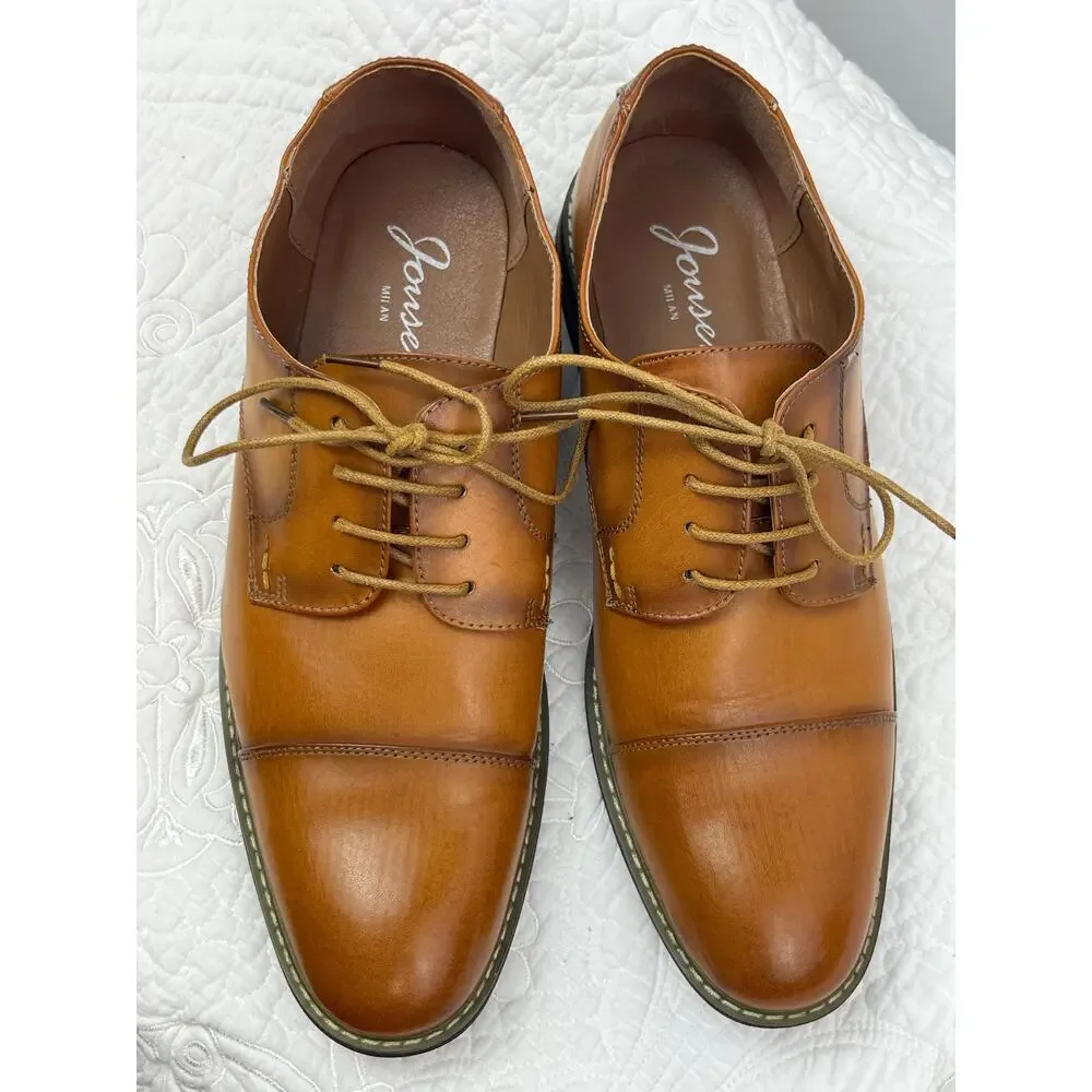 Jonsen Milan Men's Size 12 Brown Leather Lace-Up Dress Shoes – Formal AMY9003